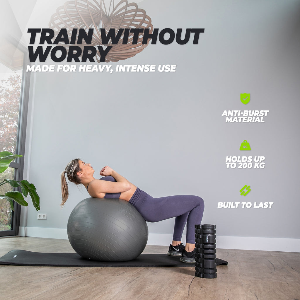 VirtuFit Anti-Burst Fitnessball Pro - Gymball - Swiss Ball - mit Pumpe - Schwarz - 45 cm