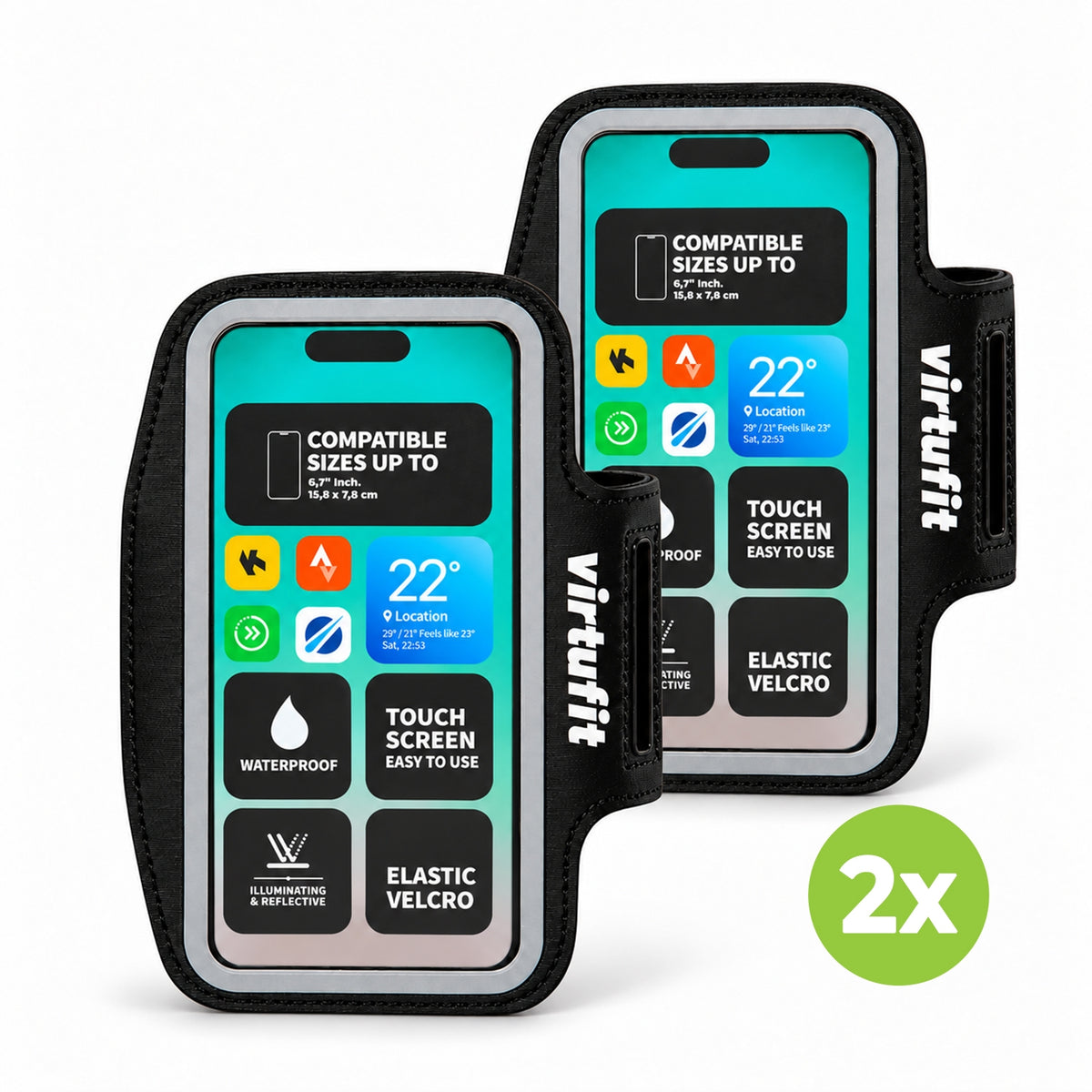 VirtuFit Lauftelefonarmband - Set von zwei