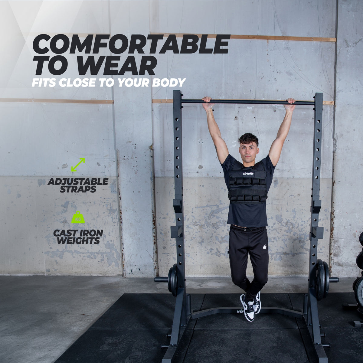 VirtuFit Verstellbares Gewichtsweste Pro - 10 kg - Schwarz