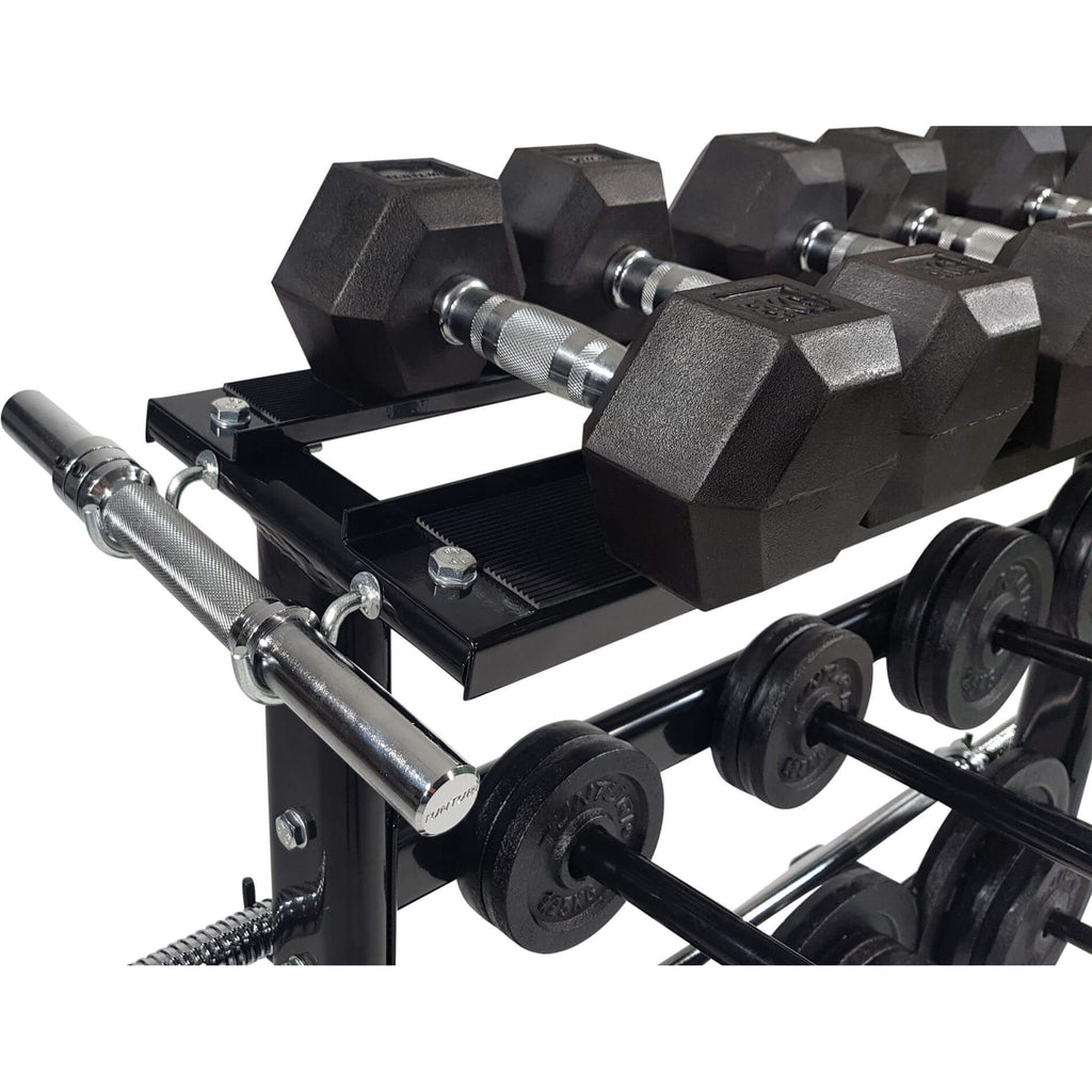 Tunturi Opbergrek - voor Dumbbells / Halterschijven / Halterstangen - In gebruik