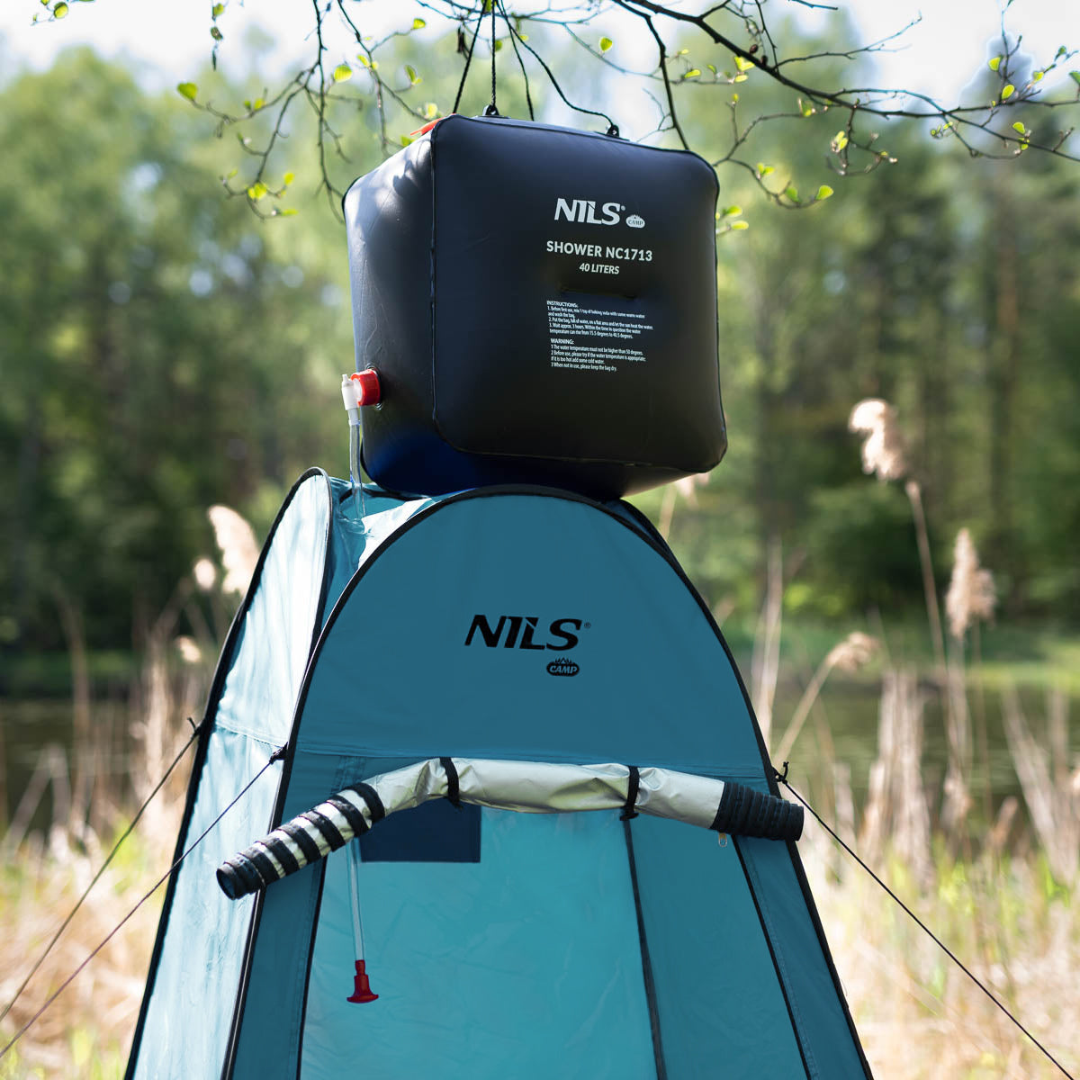 NILS Camp Pop-up Omkleedtent - Lichtblauw - Aanzicht