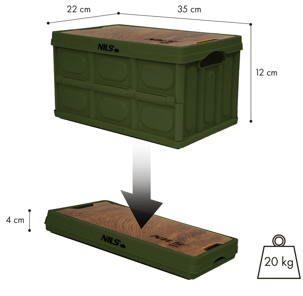 NILS Camp Opvouwbare Campingbox - 2-in-1 Tafelfunctie - Groen - Detail