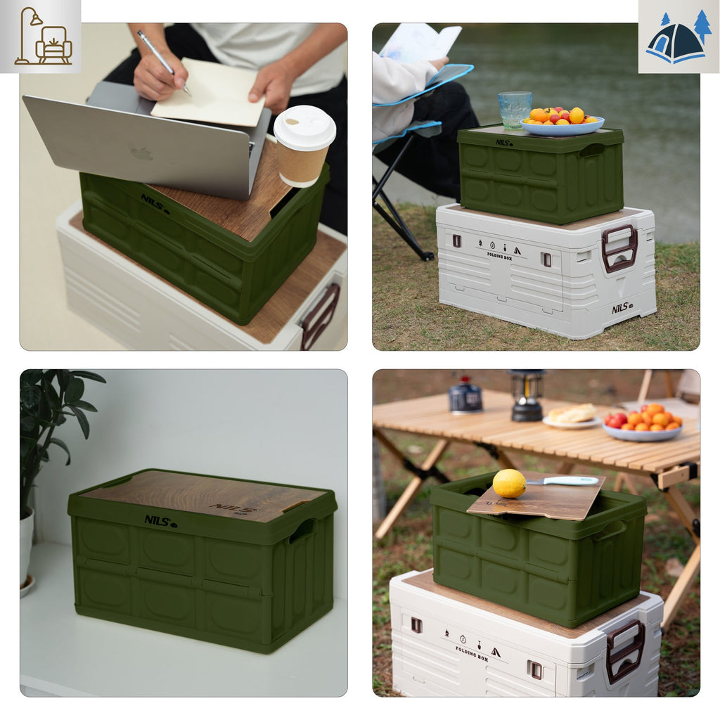 NILS Camp Opvouwbare Campingbox - 2-in-1 Tafelfunctie - Groen - Afbeelding 5