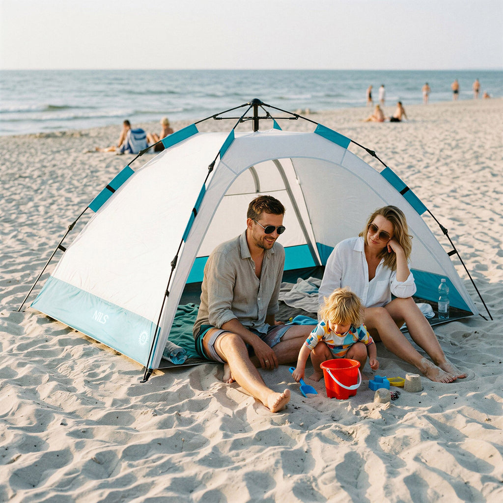 NILS Pop-up Strandtent - Grijs - Aanzicht