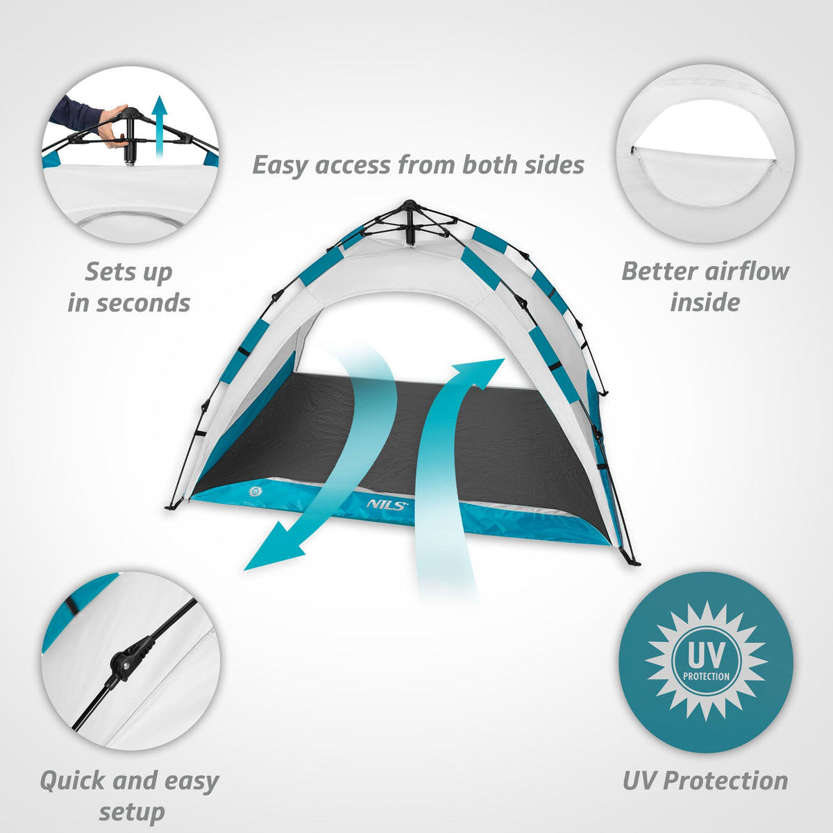 NILS Pop-up Strandtent - Grijs - Afbeelding 5