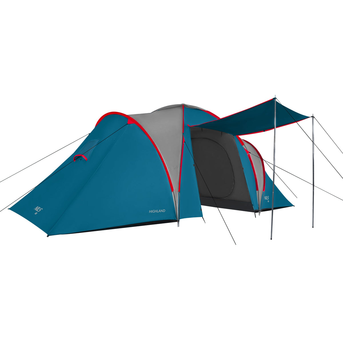NILS Camp Highland Campingtent - Blauw/Grijs - In gebruik
