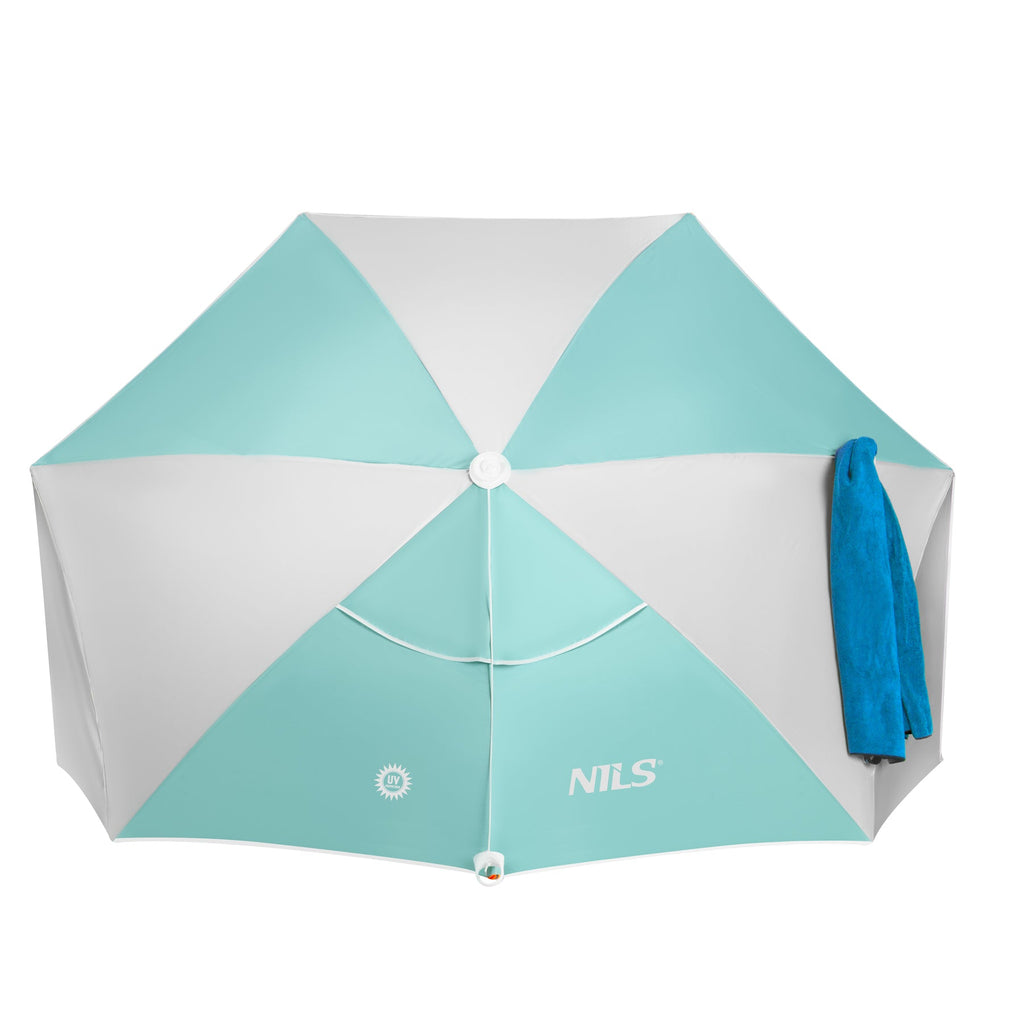 NILS Pop-up 2-in-1 Strandparasol en Windscherm - Mintblauw/Grijs - Afbeelding 8