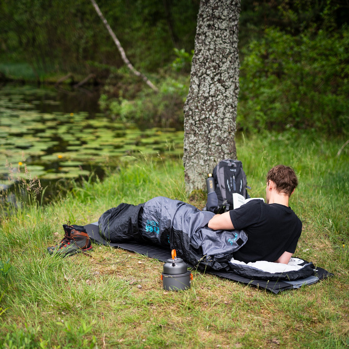 NILS Camp Ultra Light Slaapzak - 710 gr - Zwart - Aanzicht