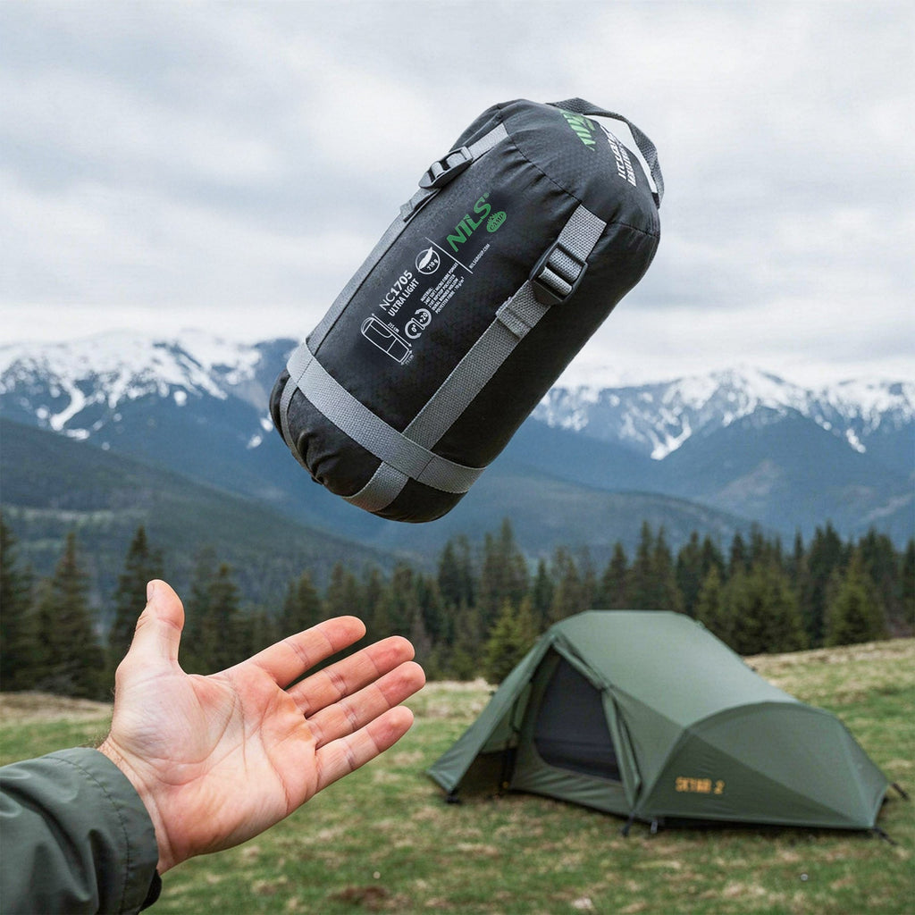 NILS Camp Ultra Light Slaapzak - 710 gr - Zwart/Groen - Afbeelding 9