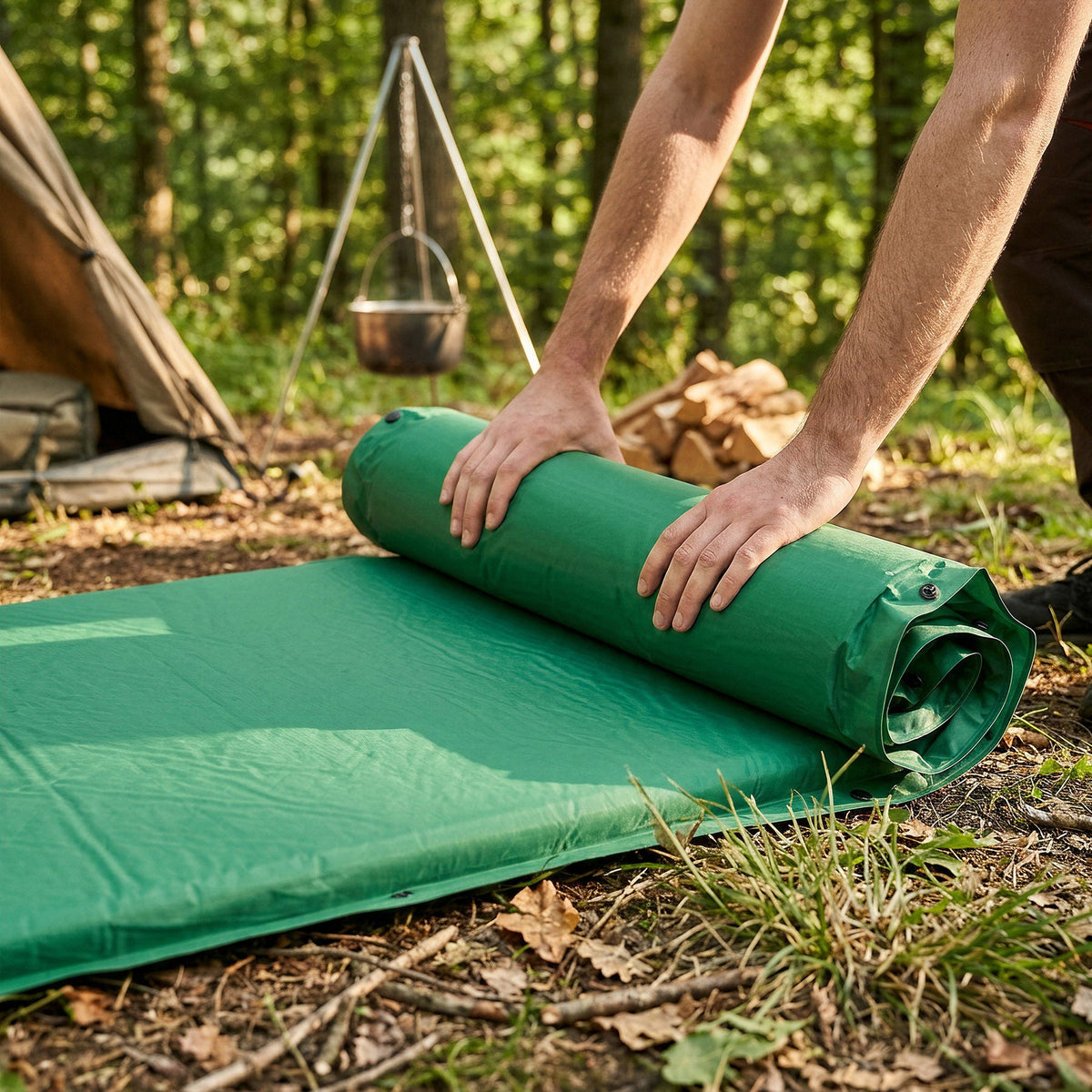NILS Camp Zelfopblazende Slaapmat - Groen - Aanzicht