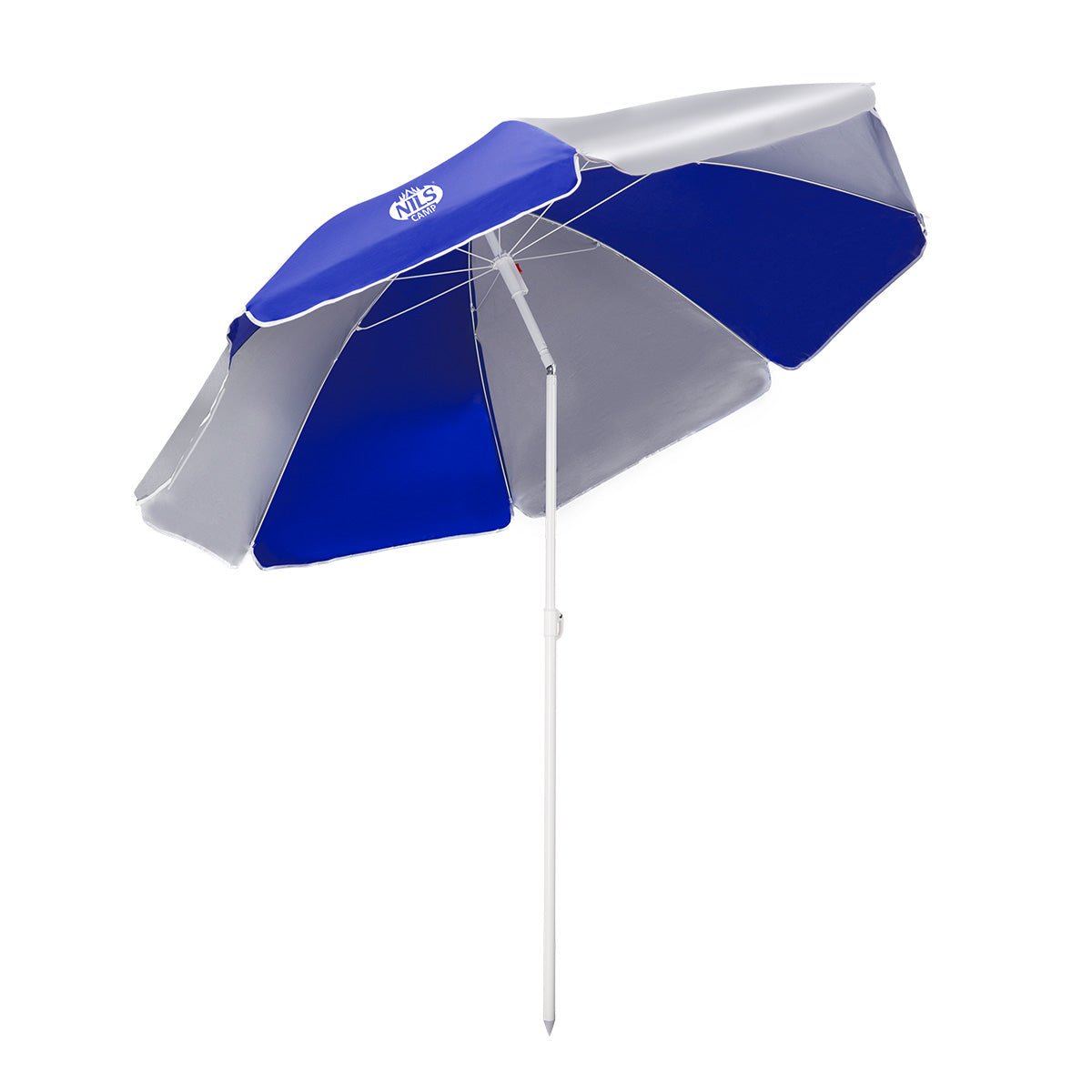 NILS Camp Strandparasol - 180 cm - Blauw/Grijs - Aanzicht