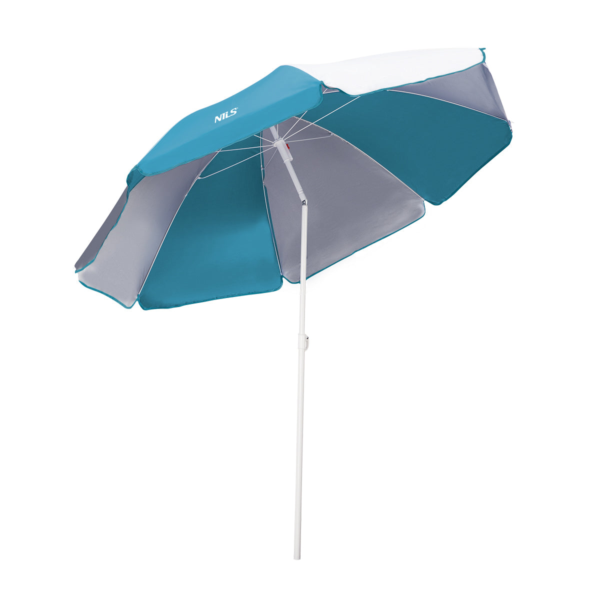 NILS Camp Strandparasol - 180 cm - Turquoise/Grijs - Aanzicht