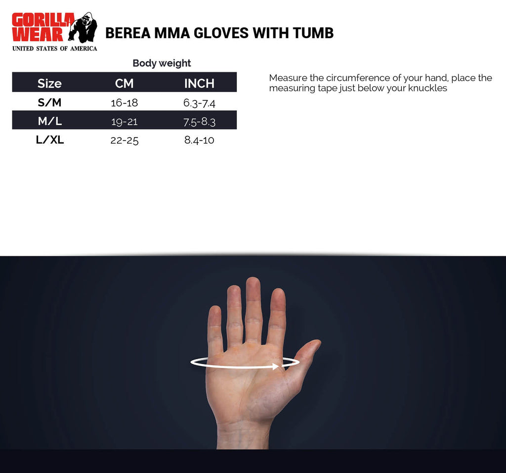Gorilla Wear Berea MMA Handschoenen (Zonder Duim) - Zwart/Wit - Afbeelding 11