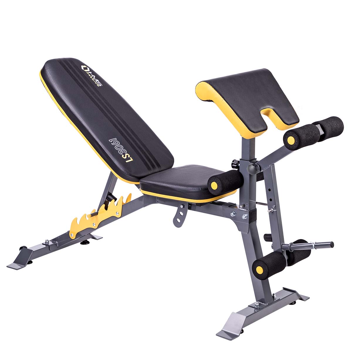 HMS Premium Trainingsbank met Preacher Curl - Zwart/Geel - Hoofdafbeelding