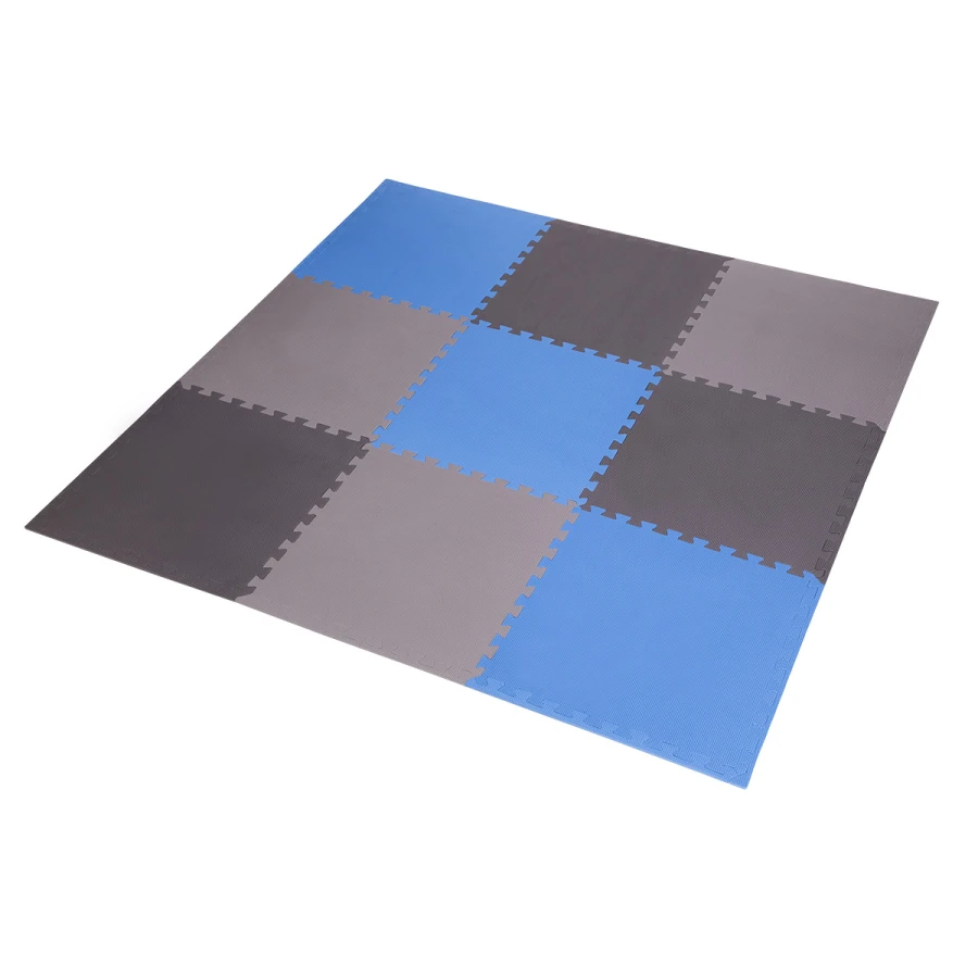 One Fitness Puzzelmat - Set van 9 - 10 mm - Blauw/Grijs - Hoofdafbeelding
