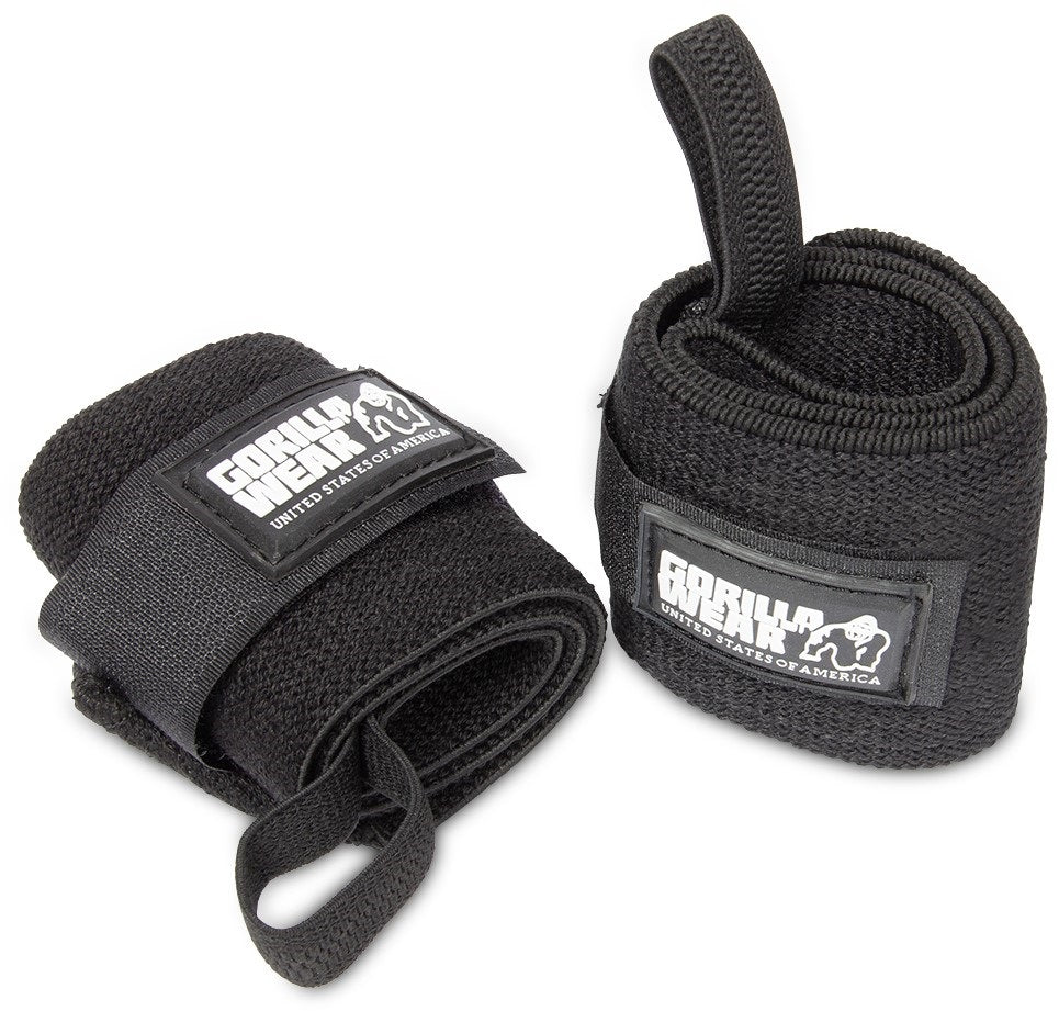Gorilla Wear Basic Wrist Wraps - Zwart/Wit - Hoofdafbeelding