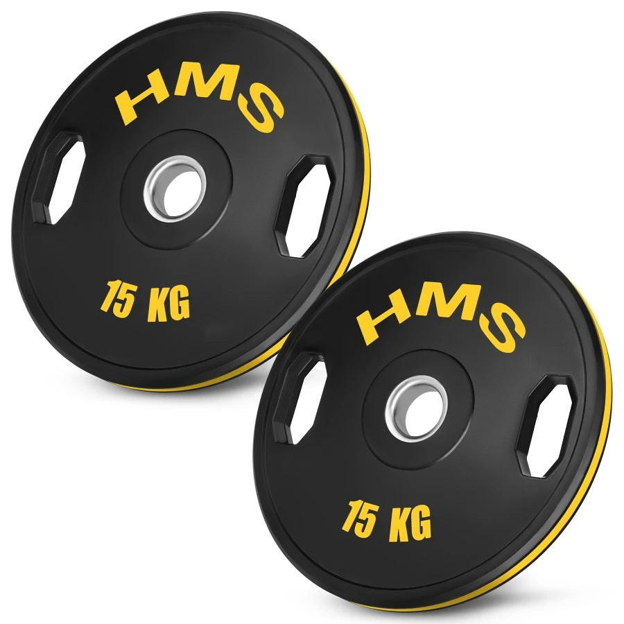 HMS Olympische Halterschijf Set - 2 x 15 kg - Geel - Hoofdafbeelding
