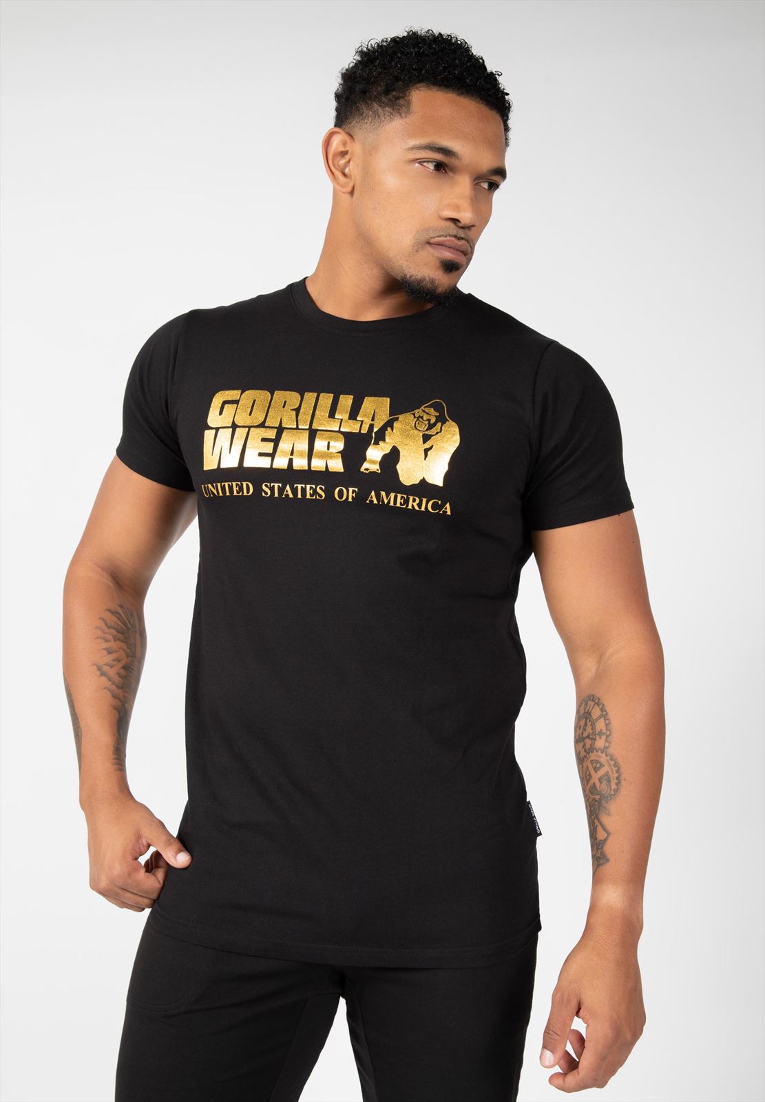 Gorilla Wear Classic T-shirt - Zwart/Goud - Hoofdafbeelding