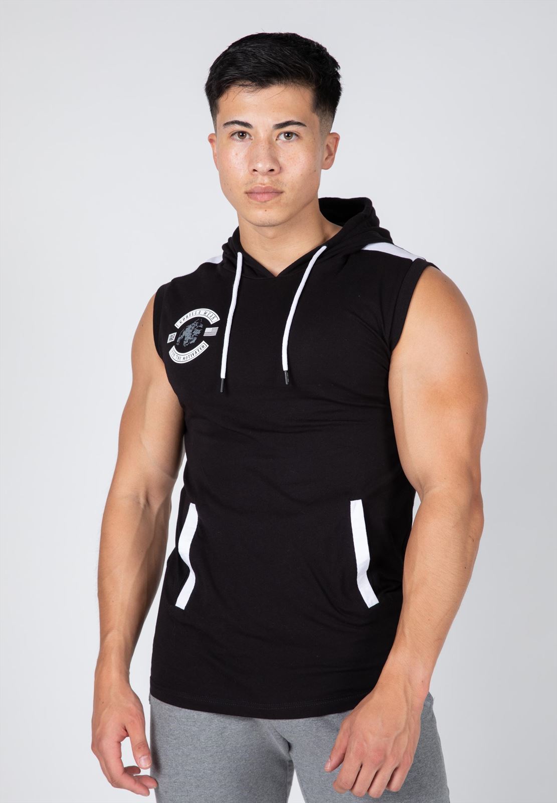 Gorilla Wear Oswego Mouwloos T-shirt met Capuchon - Zwart - Hoofdafbeelding
