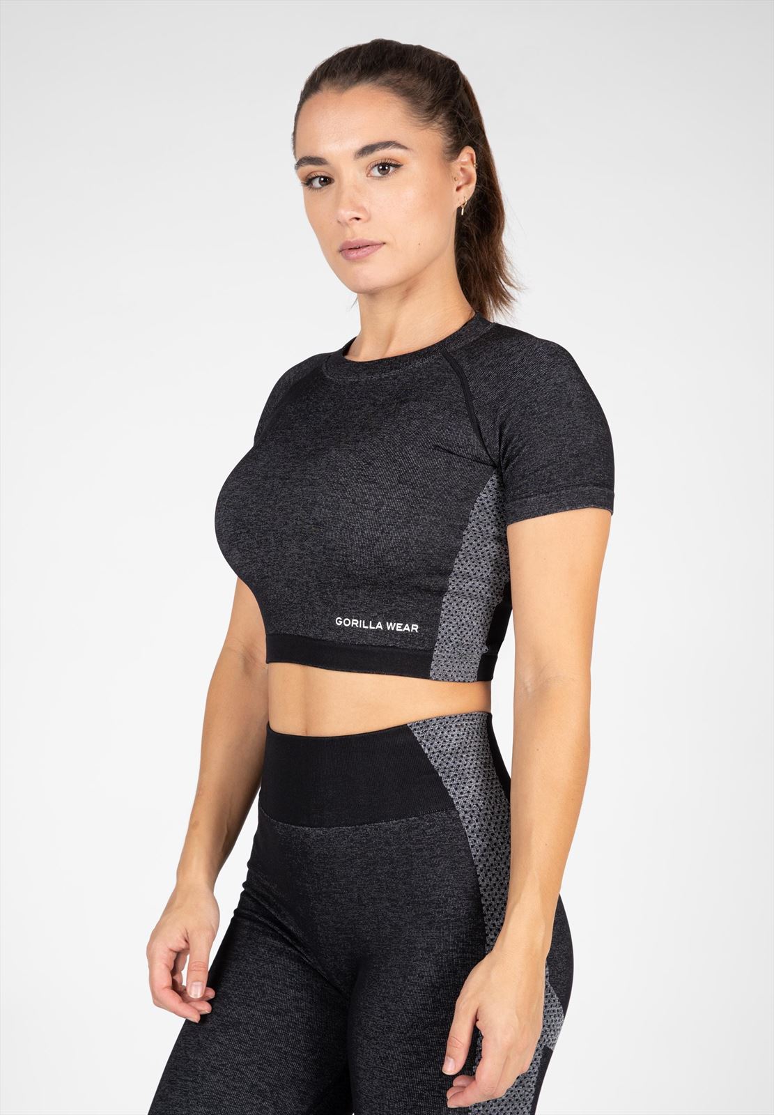 Gorilla Wear Selah Seamless Crop Top - Zwart - Hoofdafbeelding