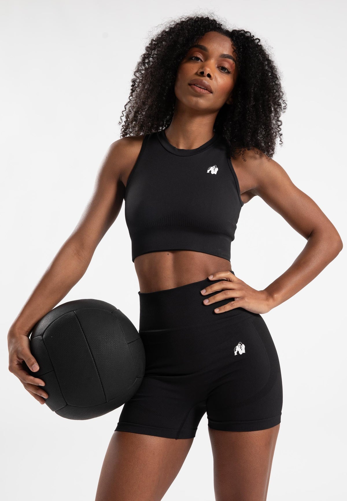 Gorilla Wear Olivia Seamless Crop Top - Zwart - Hoofdafbeelding