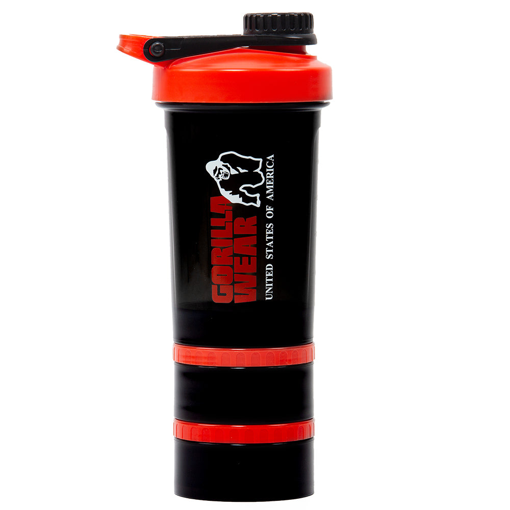 Gorilla Wear Shake Beker 2 GO - 500 ml + 2 x 130 ml - Zwart/Rood - Hoofdafbeelding