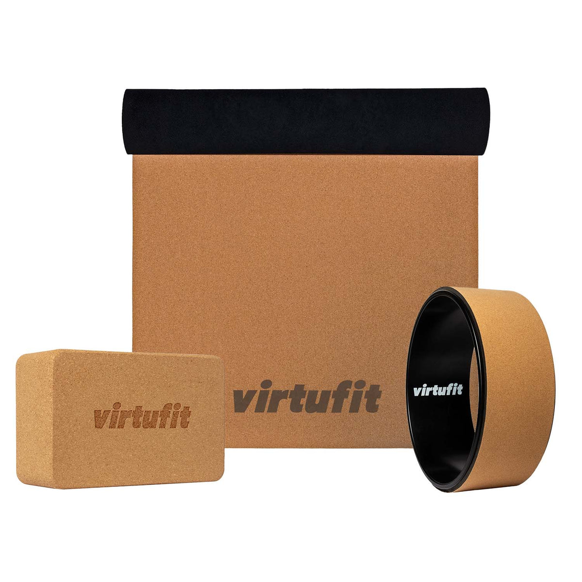 VirtuFit Premium Kurk Yoga Kit - Ecologisch - 3-Delig - Hoofdafbeelding