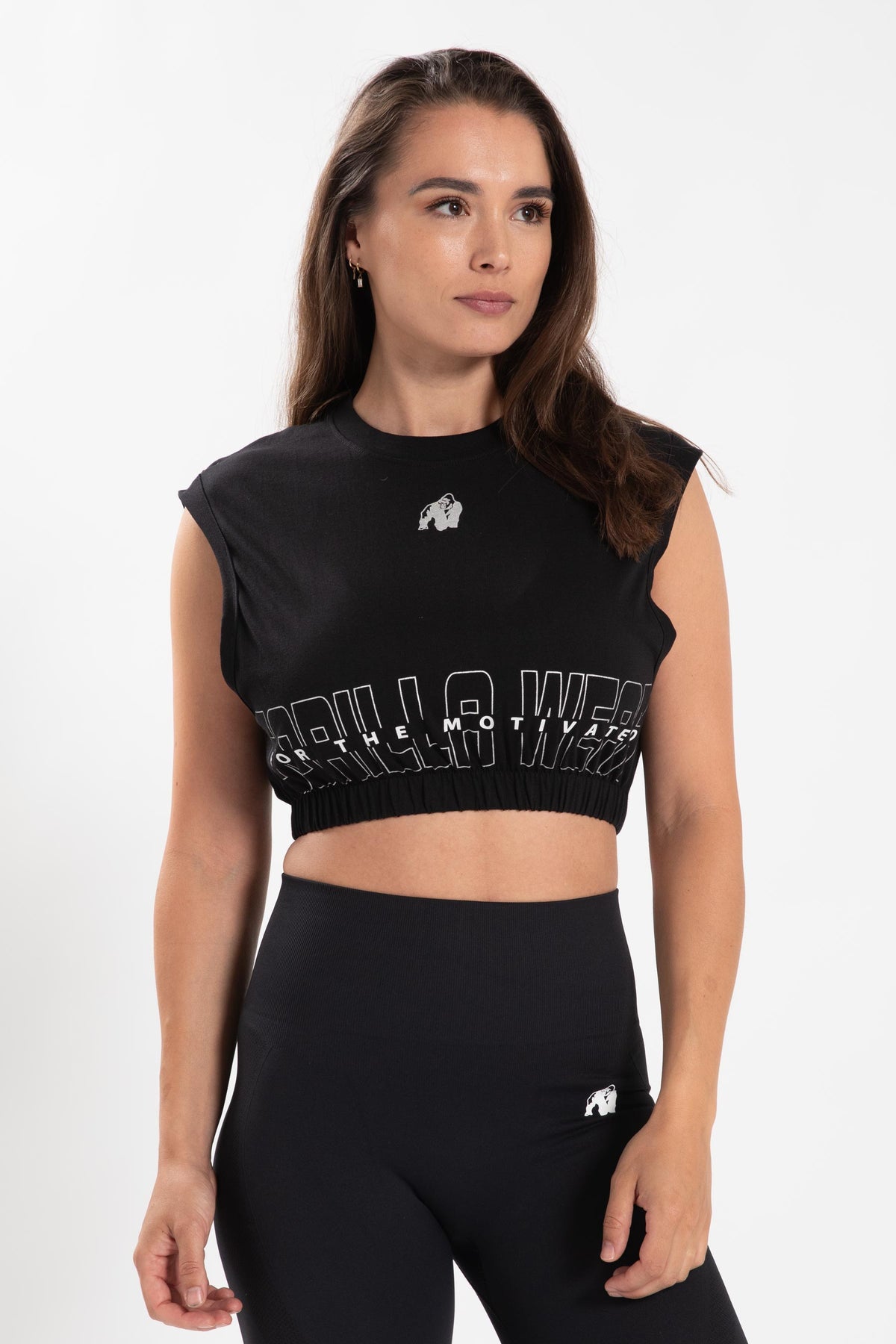 Gorilla Wear Albion Oversized Crop Top - Zwart - Hoofdafbeelding