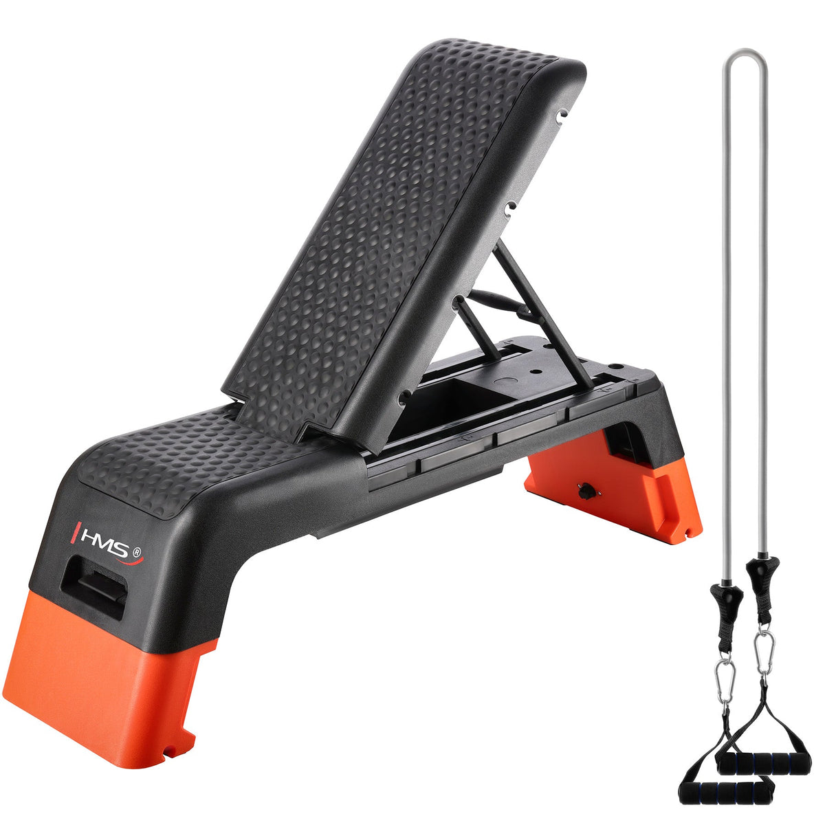 HMS Fitness Verstelbare Fitness Step Pro - Aerobic Stepper - Zwart/Oranje - Hoofdafbeelding