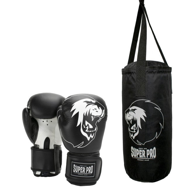 Super Pro Combat Gear Junior Bokszak Set - Zwart / Wit - Hoofdafbeelding