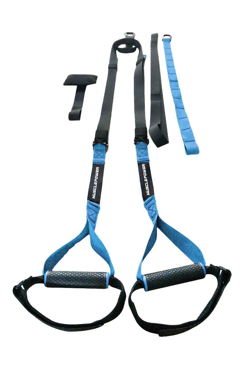 Muscle Power Suspension Trainer - Blauw/Zwart - Logo