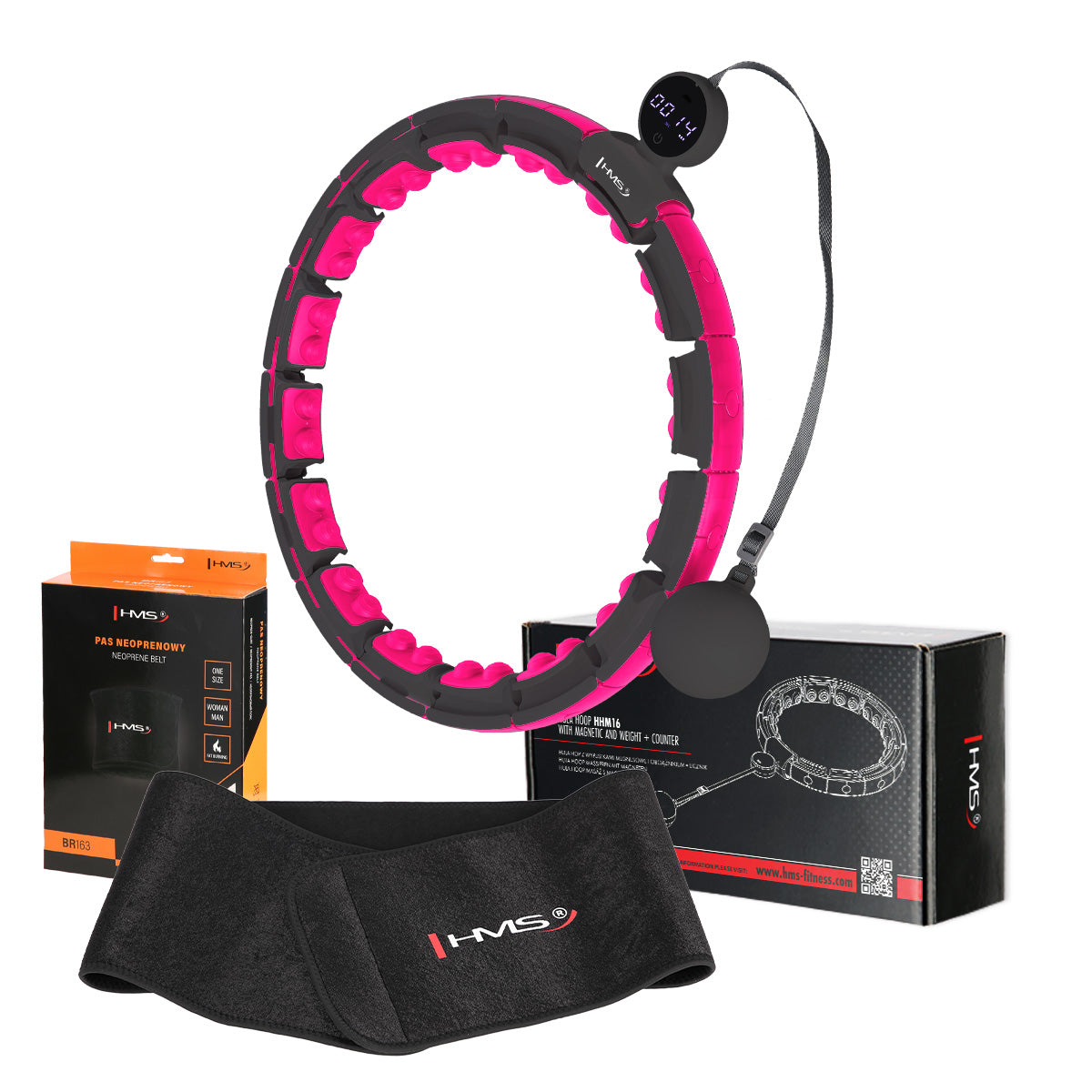 HMS Set Hoelahoep - Zwart/Roze + Afslank Tailleband - Hoofdafbeelding