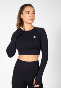 Gorilla Wear Hilton Seamless Cropped Longsleeve - Zwart - Hoofdafbeelding