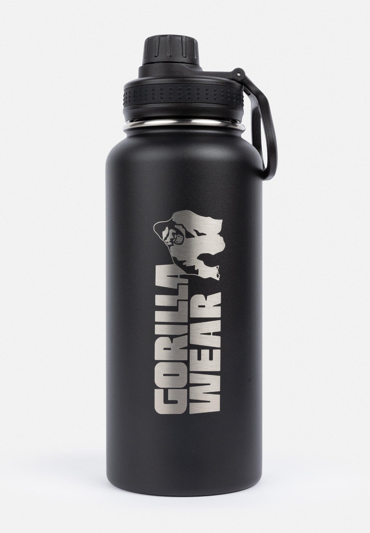 Gorilla Wear Geïsoleerde RVS Waterfles - Zwart - 1000 ml - Hoofdafbeelding