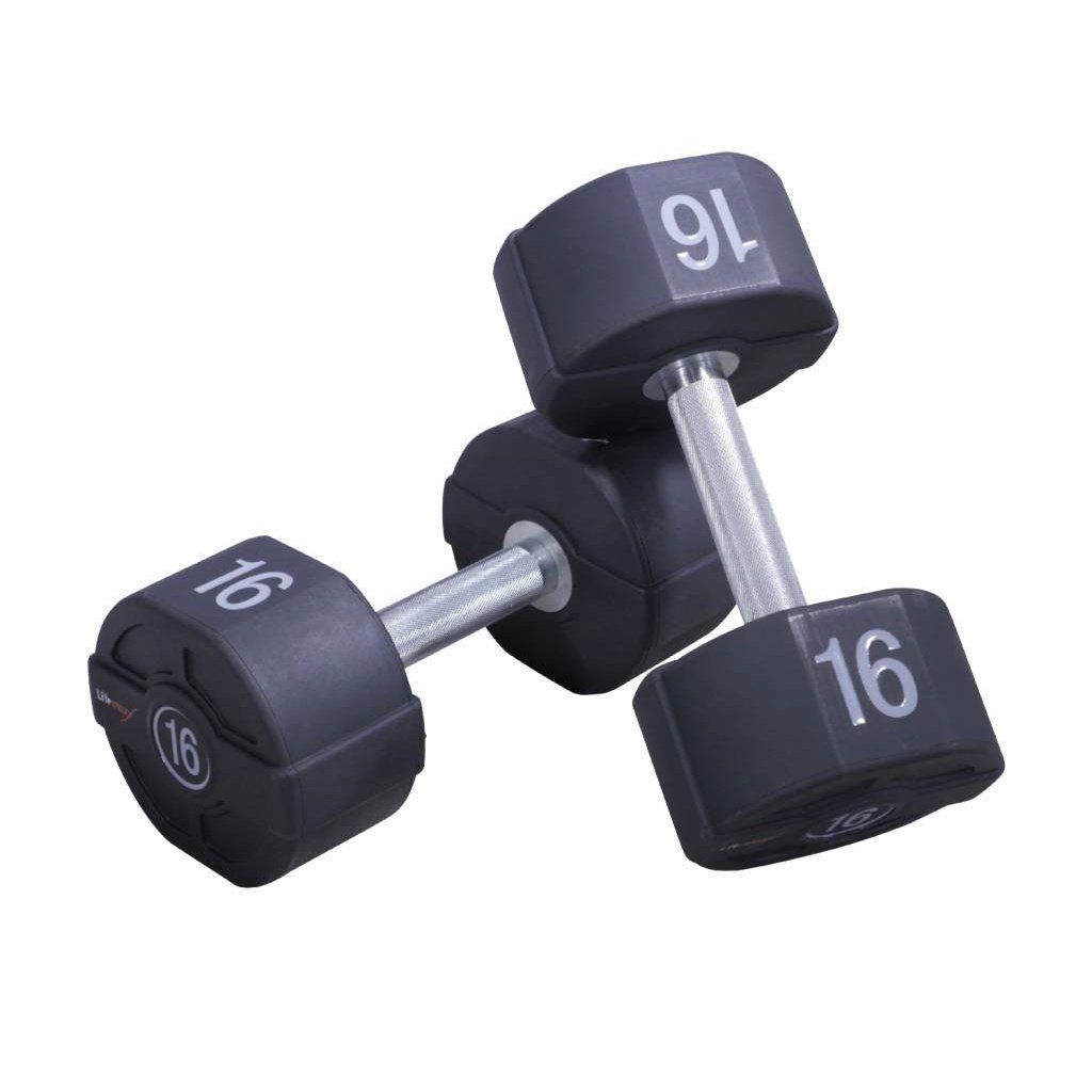 Lifemaxx Ronde PU Dumbbell Set - 2 x 14 kg - Hoofdafbeelding