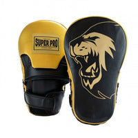 Super Pro Combat Gear Lederen Handpads - Extra lang - Zwart / Goud - Hoofdafbeelding