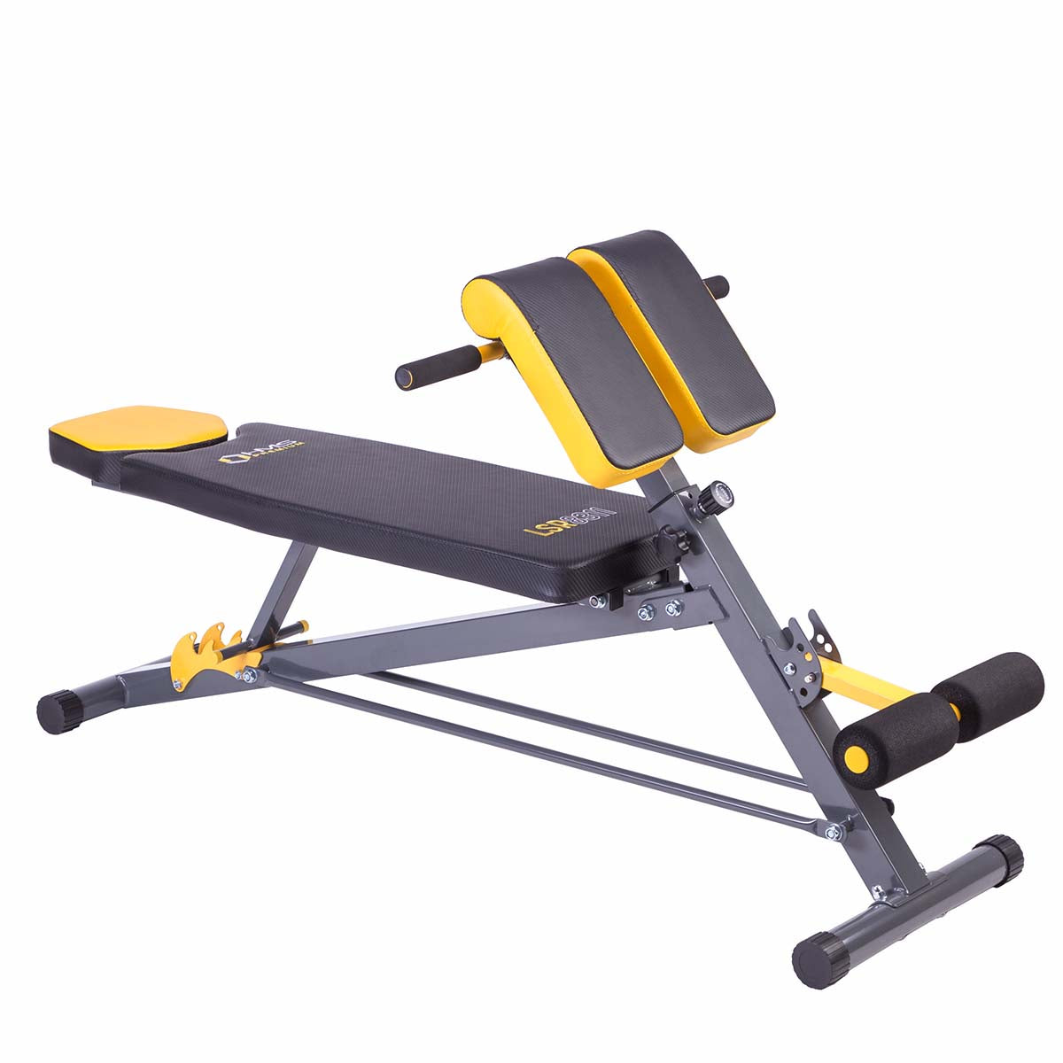 HMS Premium Verstelbare Hyperextension/Trainingsbank - Zwart/Geel - Hoofdafbeelding