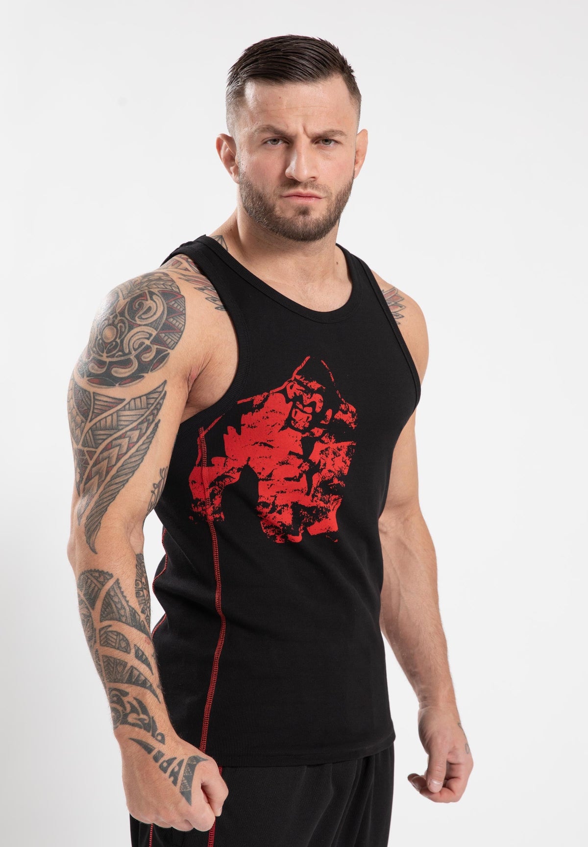 Gorilla Wear Monterey Tank Top - Zwart/Rood - Hoofdafbeelding