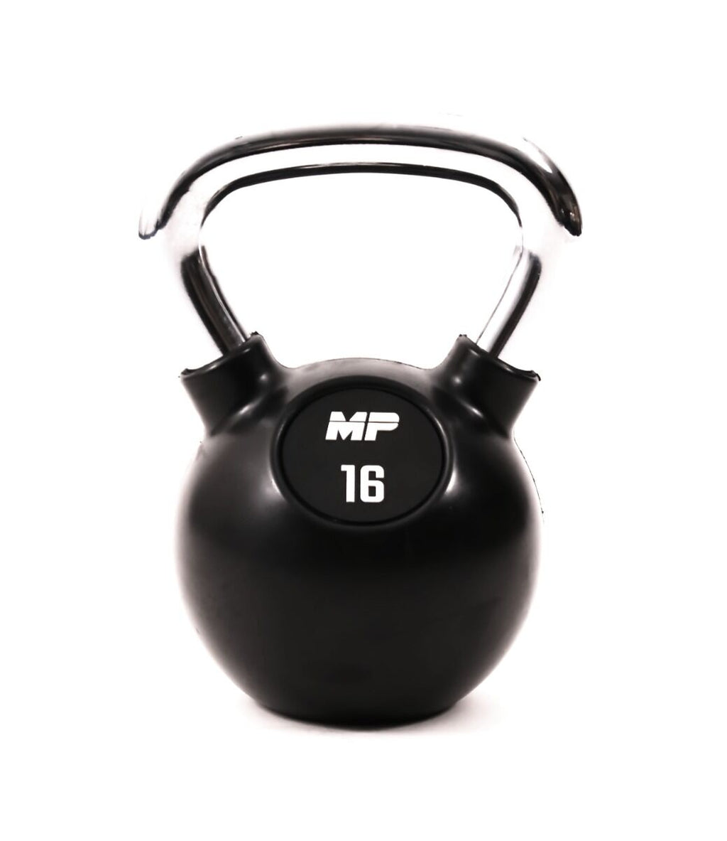 Muscle Power Rubberen Kettlebell - Zwart - 16 kg - Hoofdafbeelding