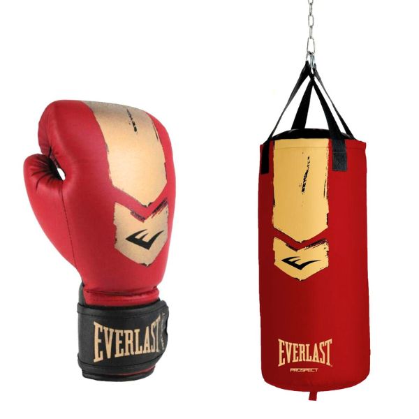Everlast Prospect 2 Heavy Bag Kit - Bokszak & Bokshandschoenen - Rood/Goud - Hoofdafbeelding