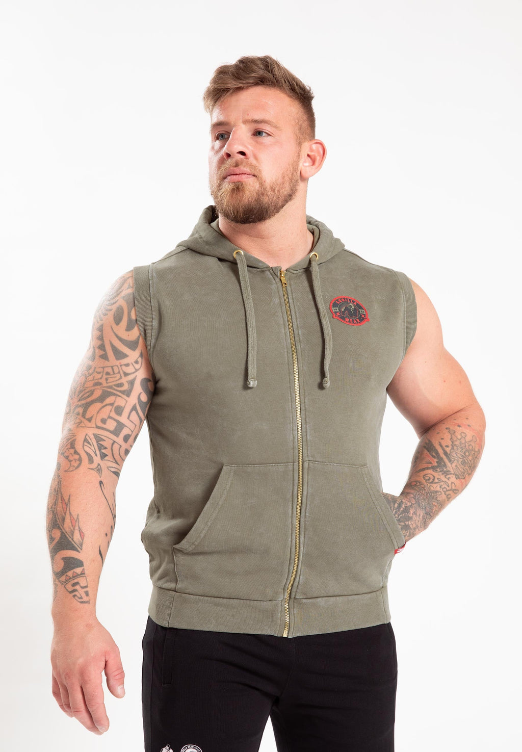 Gorilla Wear Silverdale Mouwloos Vest met Capuchon - Legergroen - Hoofdafbeelding