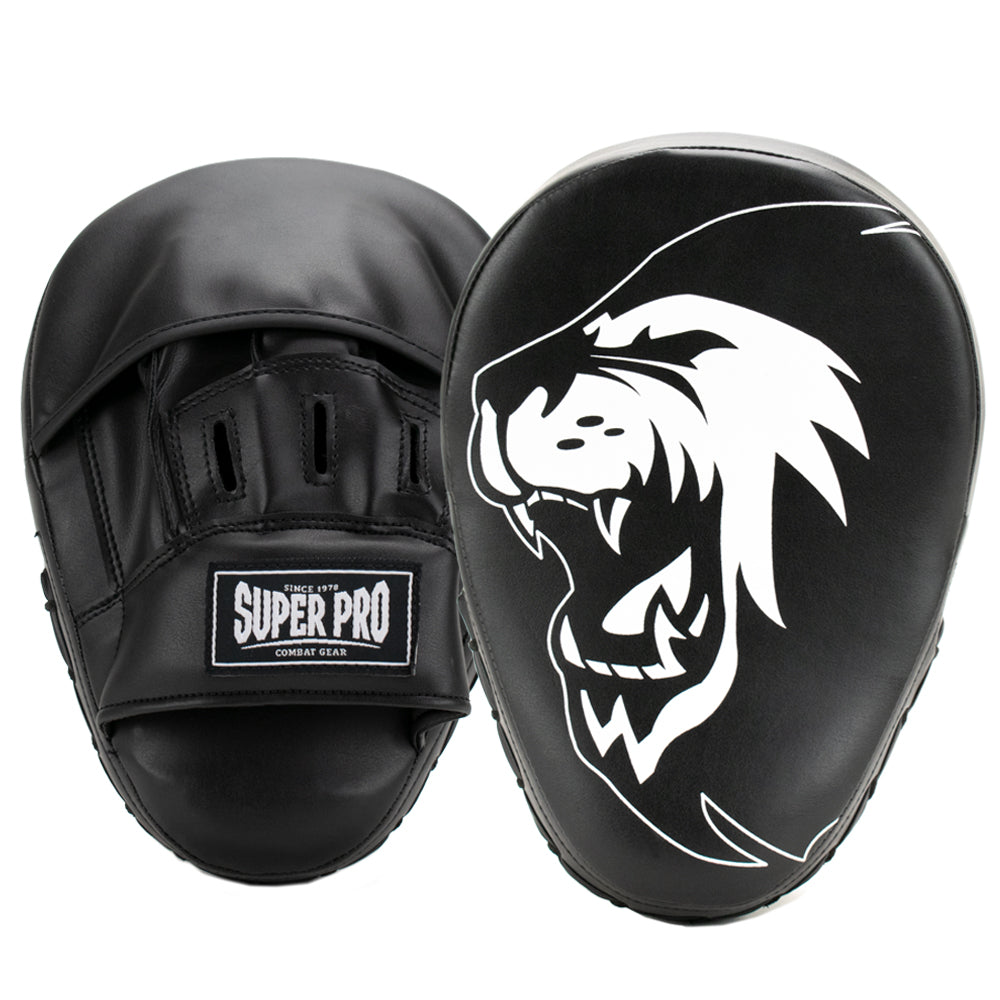Super Pro Combat Gear Curved PU Handpads - Zwart / Wit - Hoofdafbeelding