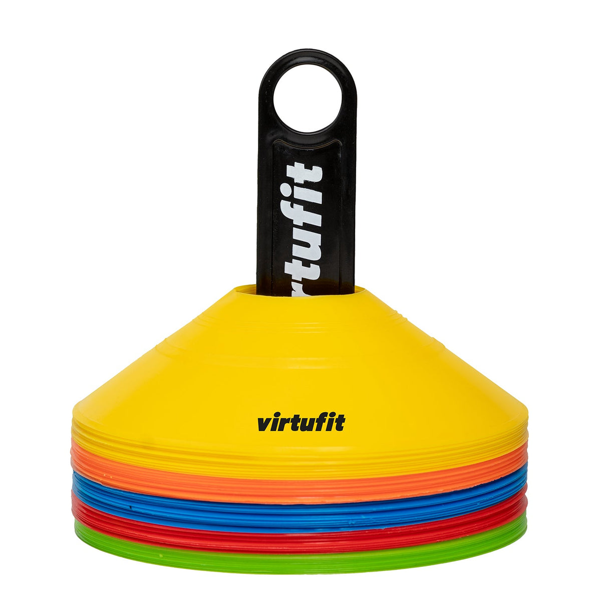 VirtuFit Trainingshoedjes met houder - Pionnen - 50 Stuks - Incl. draagnet - Hoofdafbeelding