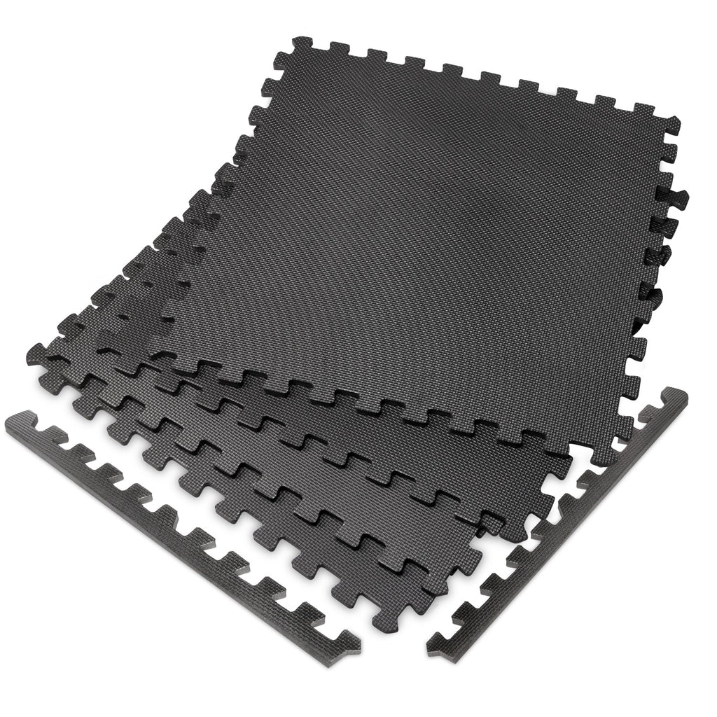 VirtuFit Fitness Puzzelmat – 4-delige Vloermat – 120×120 cm – Zwart - Hoofdafbeelding