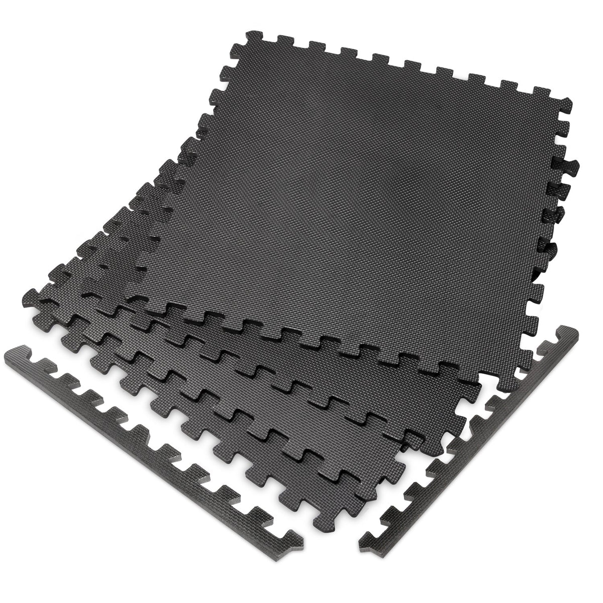VirtuFit Fitness Puzzelmat – 4-delige Vloermat – 120×120 cm – Zwart - Hoofdafbeelding