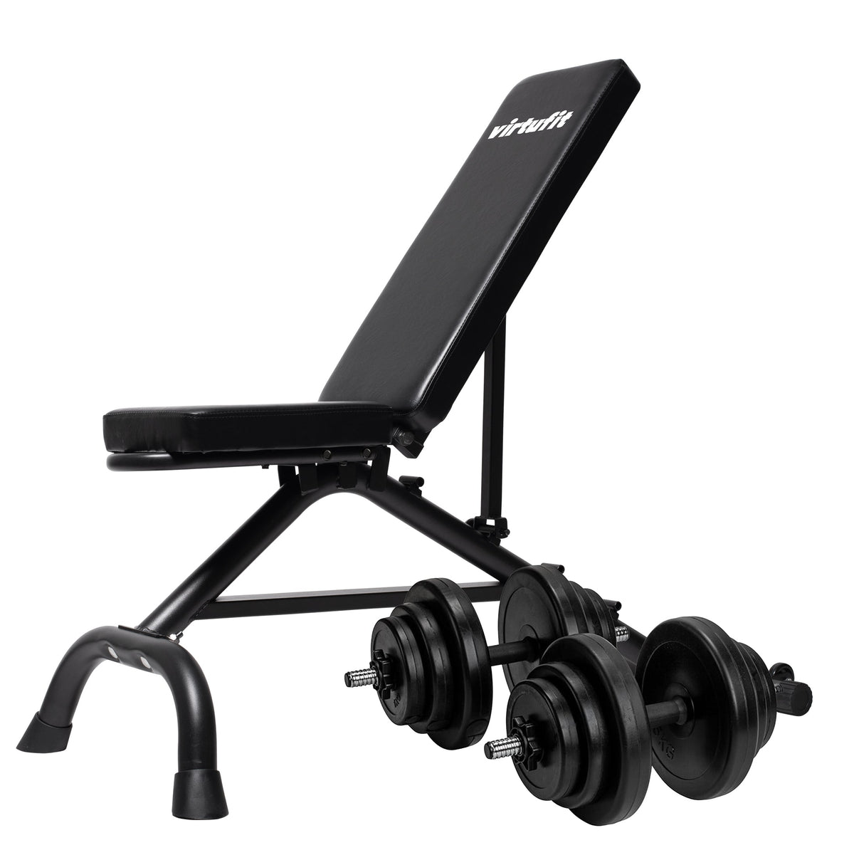 VirtuFit Multifunktionale Fitnessbank - Kurzhantelset Pro - 2 x 14 kg- Vinyl