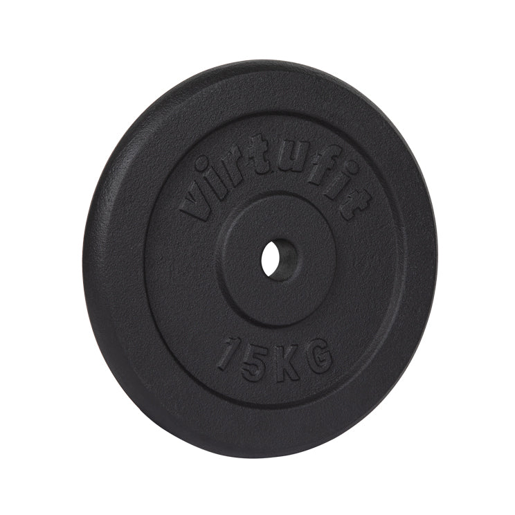 VirtuFit Gietijzeren Halterschijf - Halter gewicht - 30 mm - 15 kg - Zwart - Hoofdafbeelding
