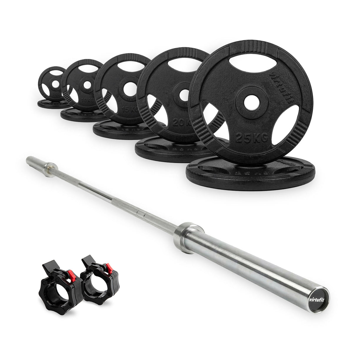 VirtuFit Olympische Gietijzeren Halterset - 170 kg - Hoofdafbeelding