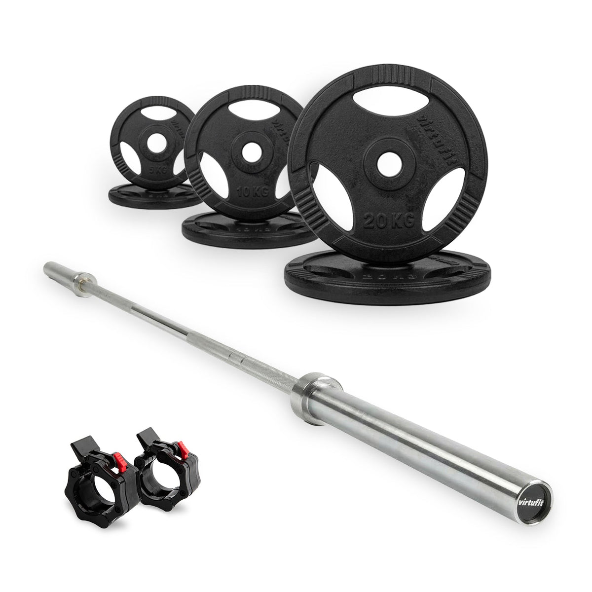 VirtuFit Olympische Gietijzeren Halterset - 90 kg - Hoofdafbeelding