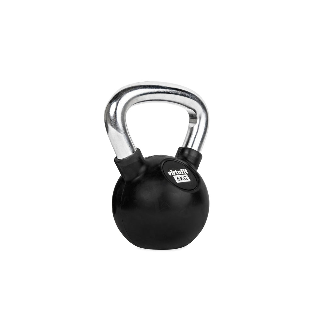 VirtuFit Kettlebell - Rubber/Chroom - 6 kg - Hoofdafbeelding